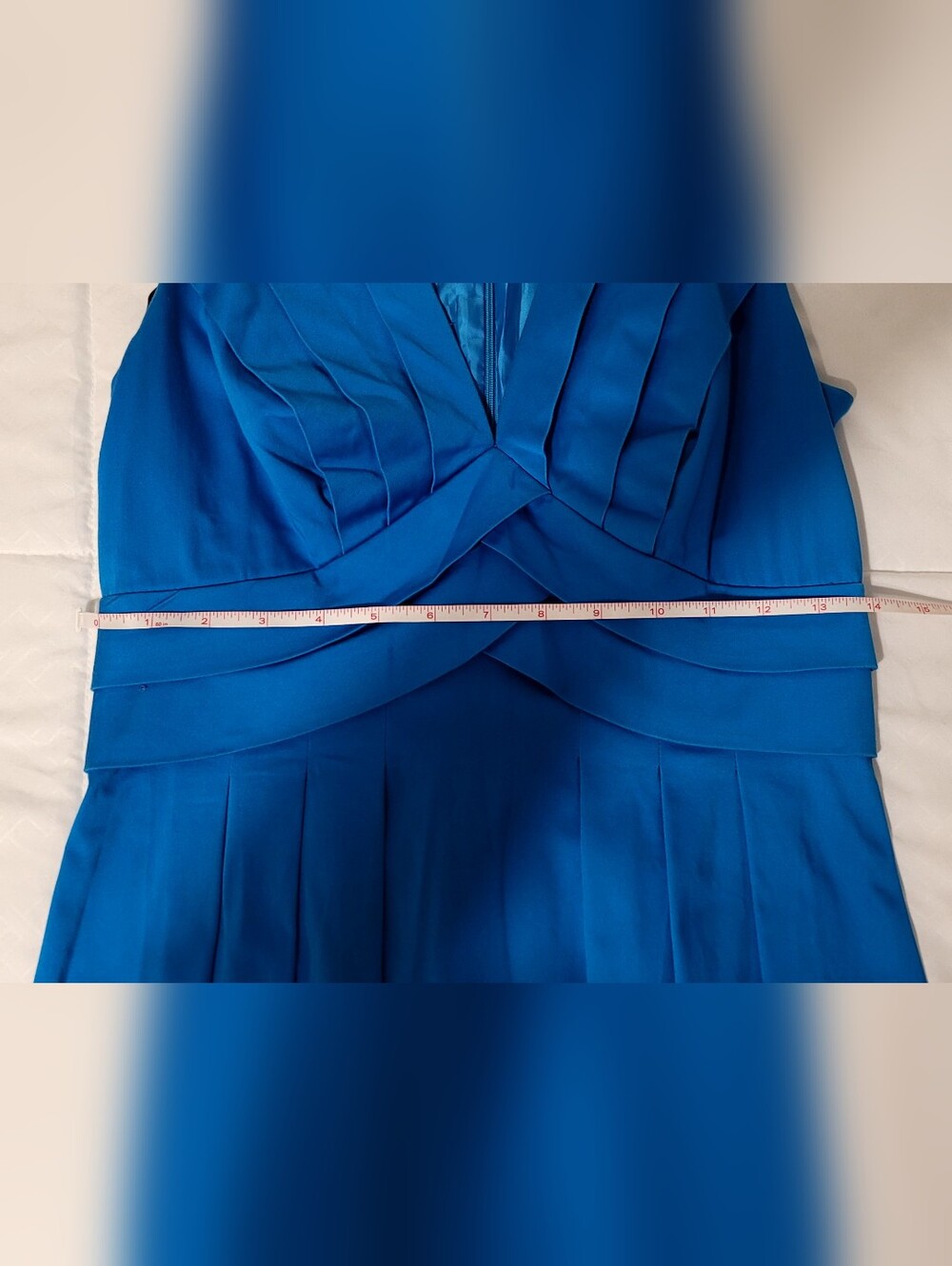 Calvin Klein, Vintage, Sleeveless V-Neck Pleated Blue Women’s Dress - Picture 10 of 11
